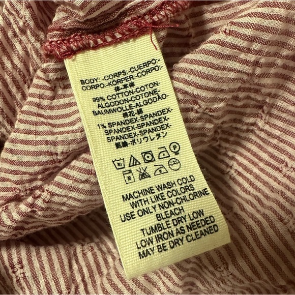 Free People No Limits Striped Split Back Top Red Pink Sangria Combo Button Front - Picture 11 of 12